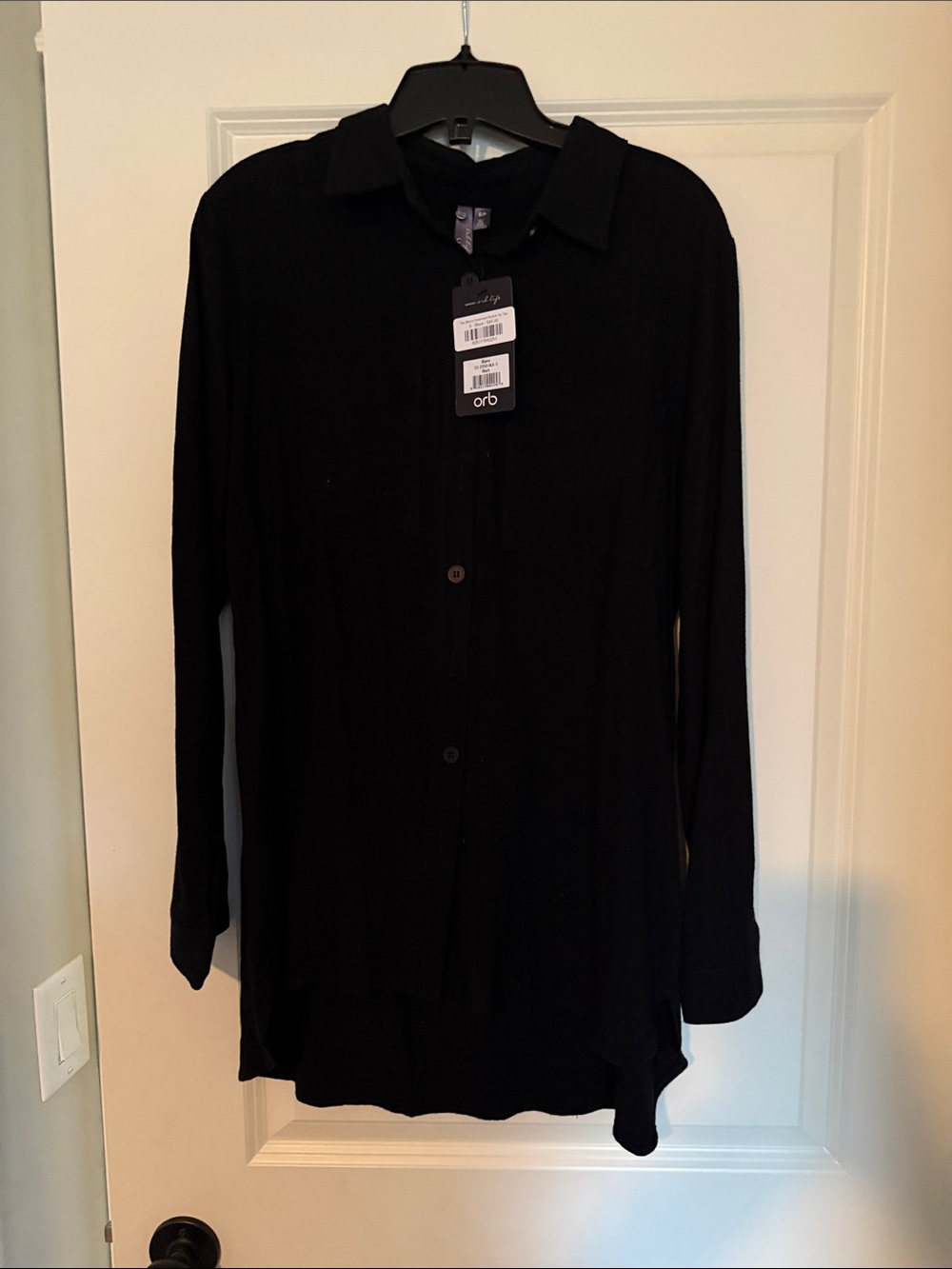 Orb Long-Sleeve Black Button-Up Blouse